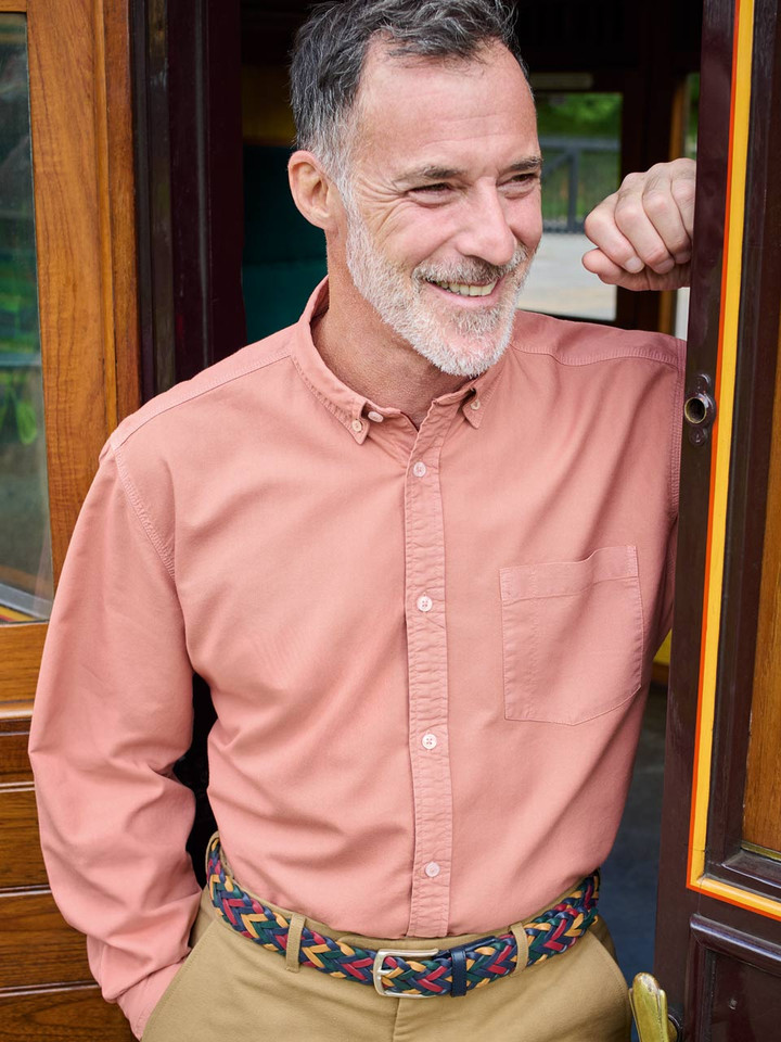 Pink Washed Organic Cotton Shirt On Model