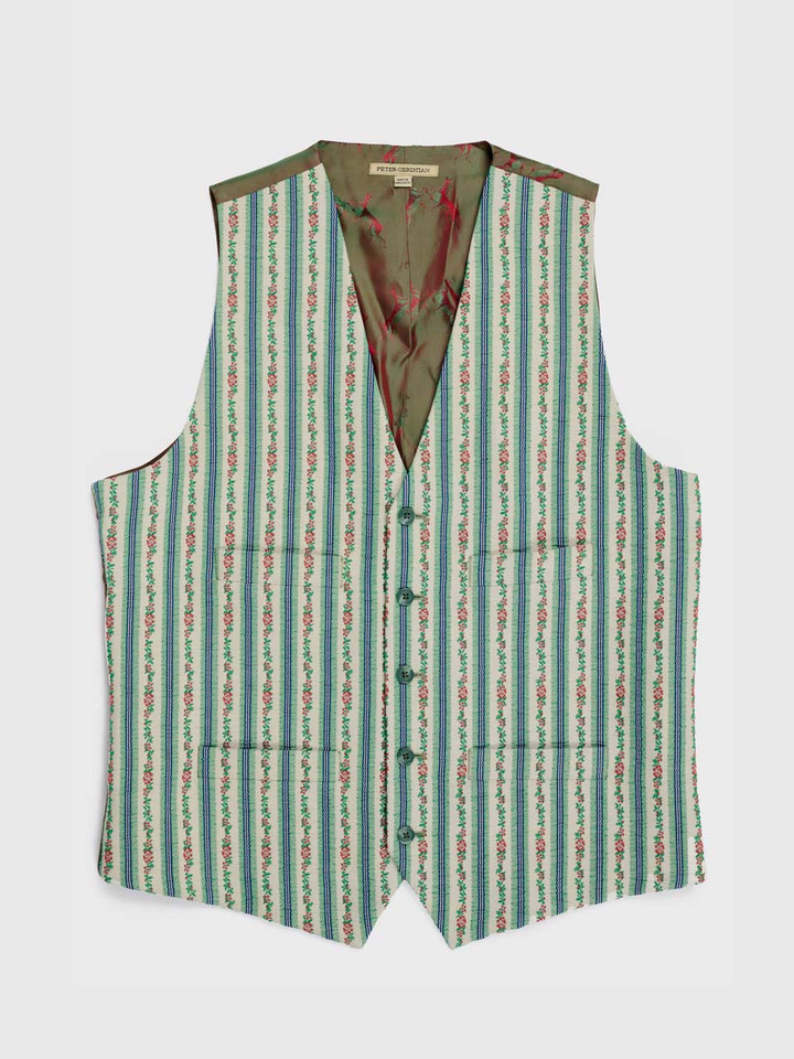 Men's Striped Floral Vest Front