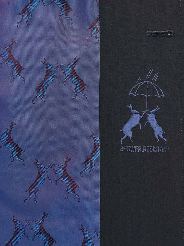 Navy Luxury Wool Blend Mac Coat Labelling