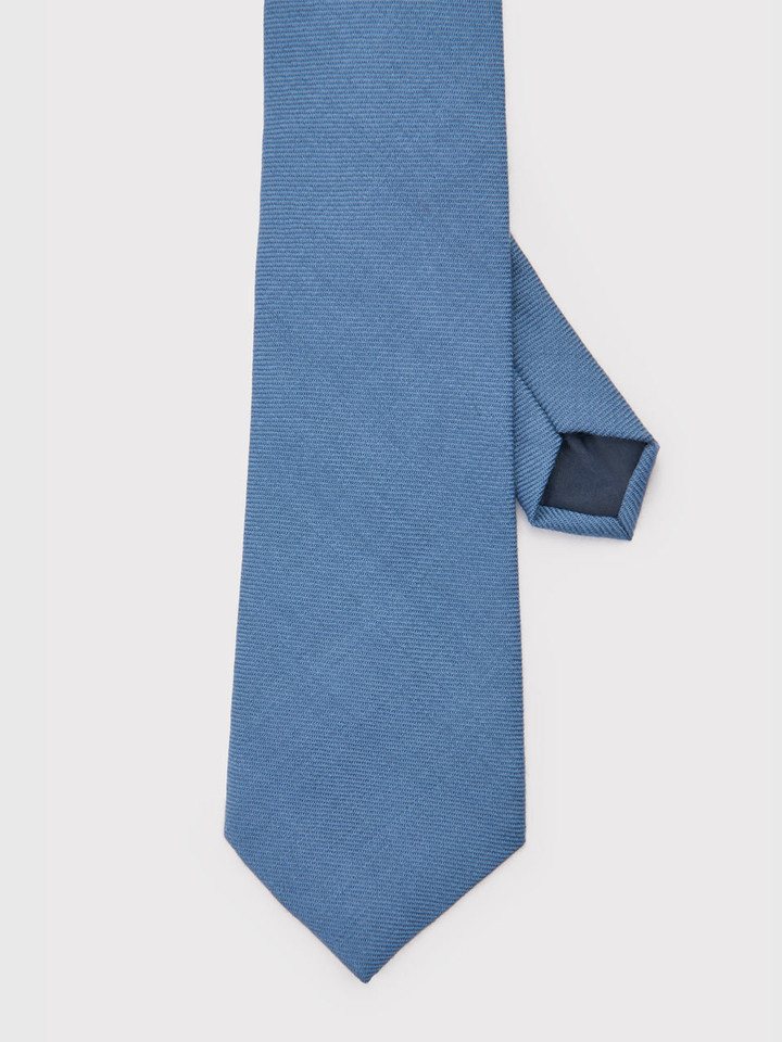 Blue Woven Wool Tie Flat