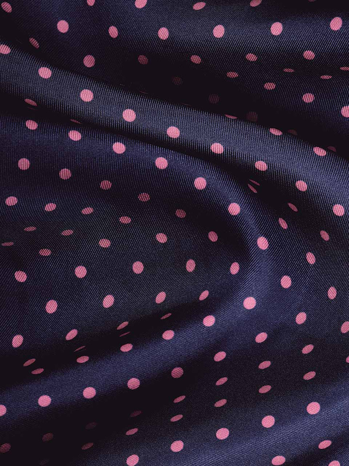 Navy & Pink Birkin Silk Scarf Close Up