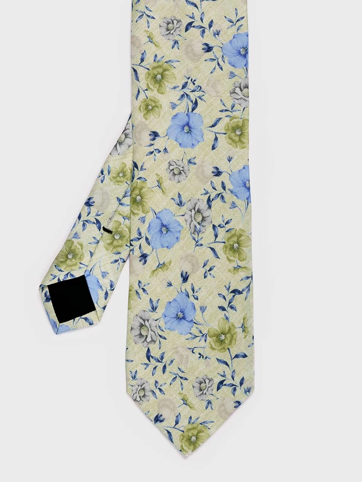Sage Green Floral Silk Tie