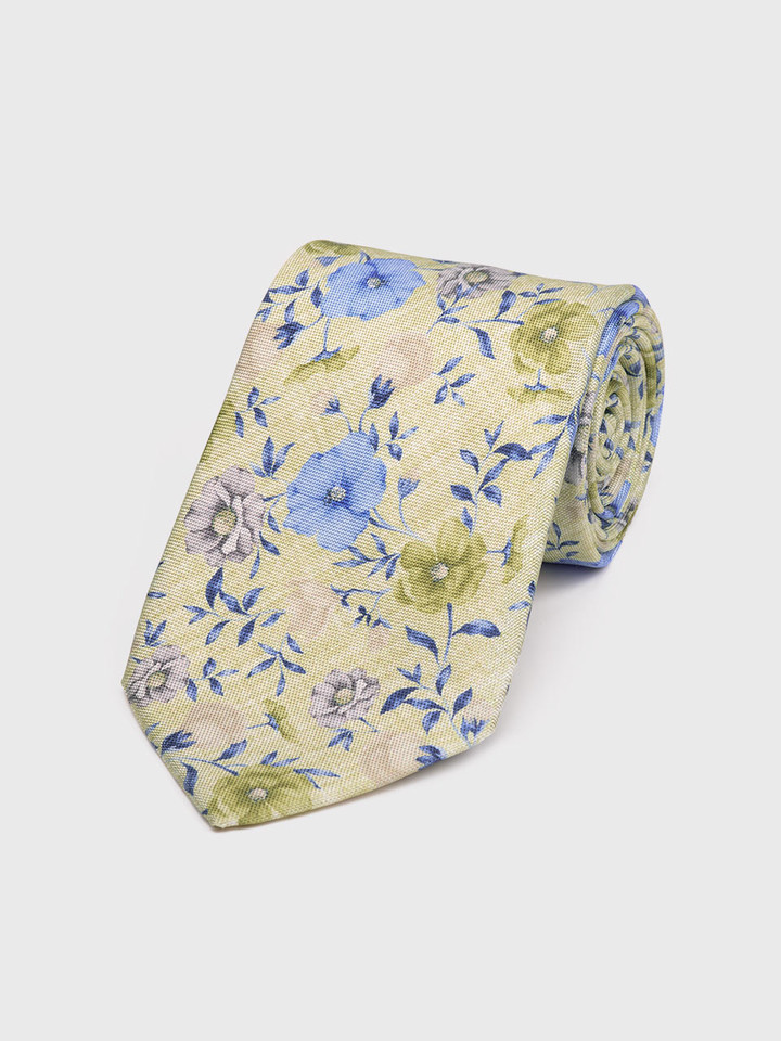 Sage Green Floral Silk Tie