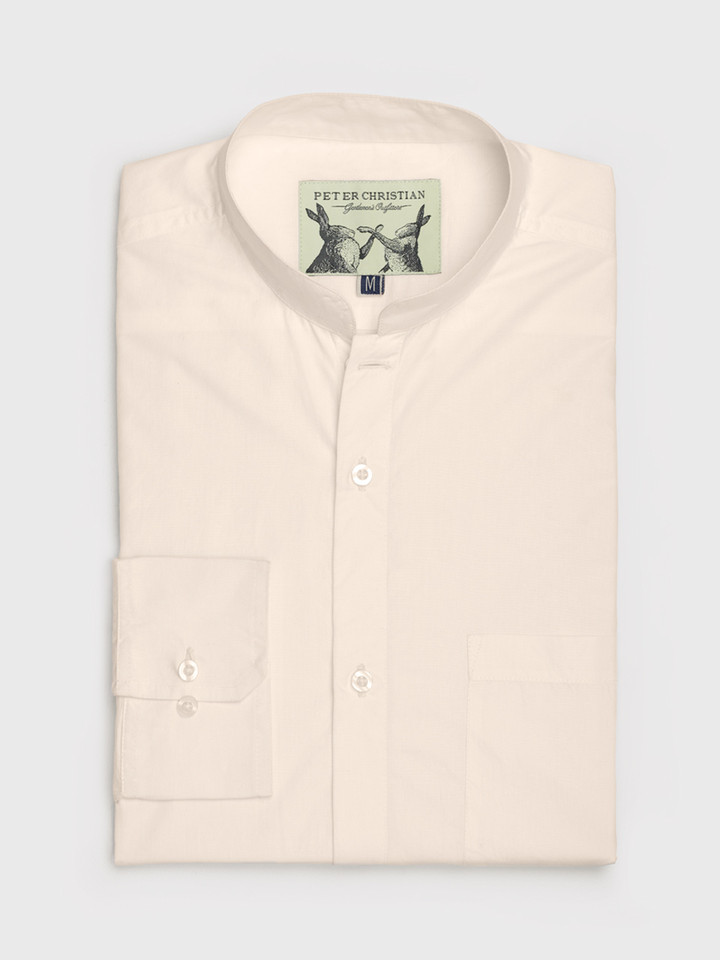 Cream Nehru Collar Shirt