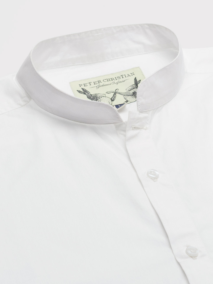White Double Cuff Nehru Shirt Close Up
