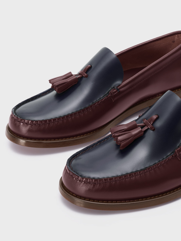 Oxblood and Navy Tasselled Loafer