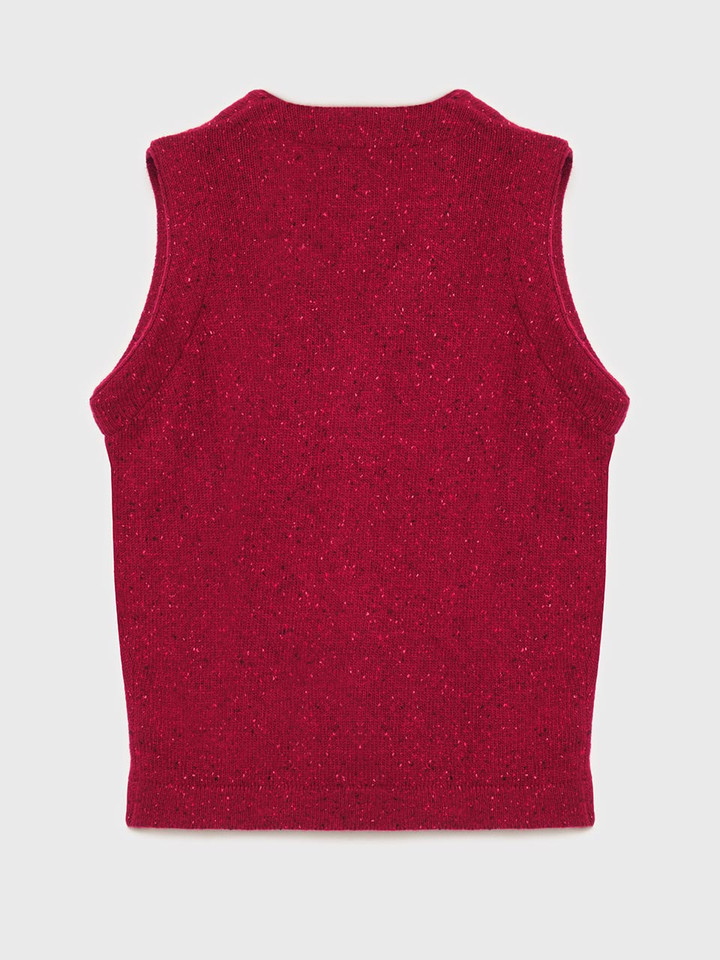 Red Knitted Waistcoat Back