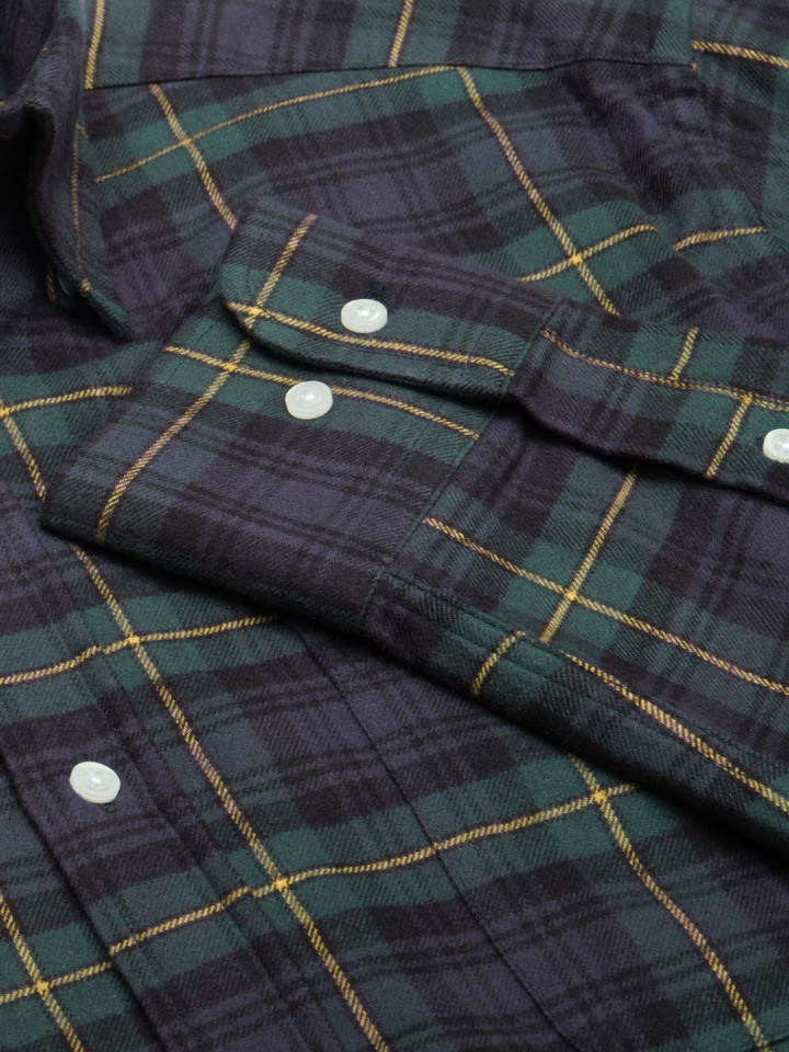Men's Navy Tartan Shirt Cuff