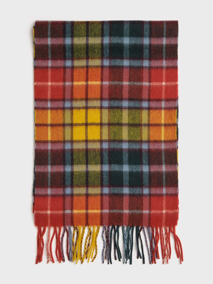 Multi-coloured 100% Cashmere Scarf Flat