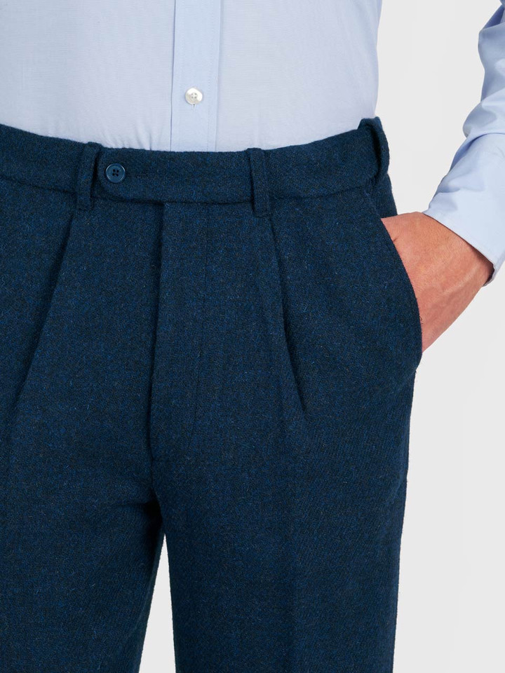 Navy Harris Tweed Trousers