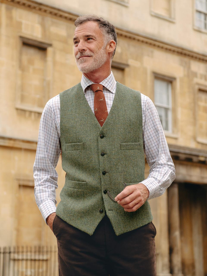 Nettle Harris Tweed® Vest On Model