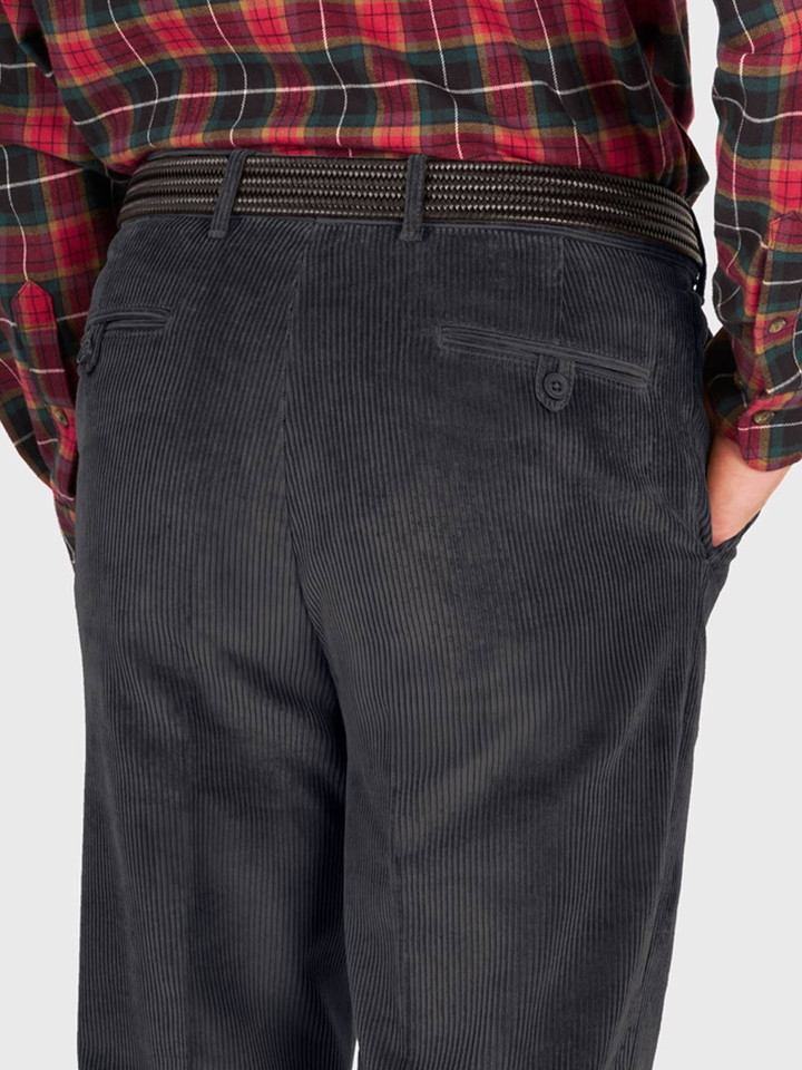 Charcoal Flat Front Corduroys