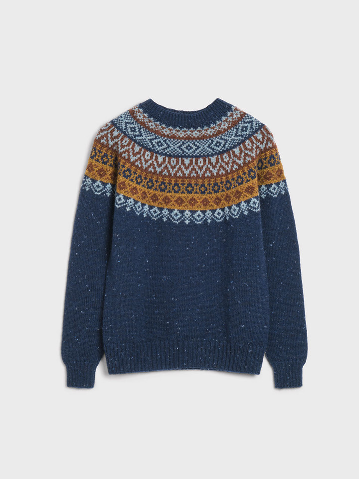 Navy Fairisle Sweater Flat