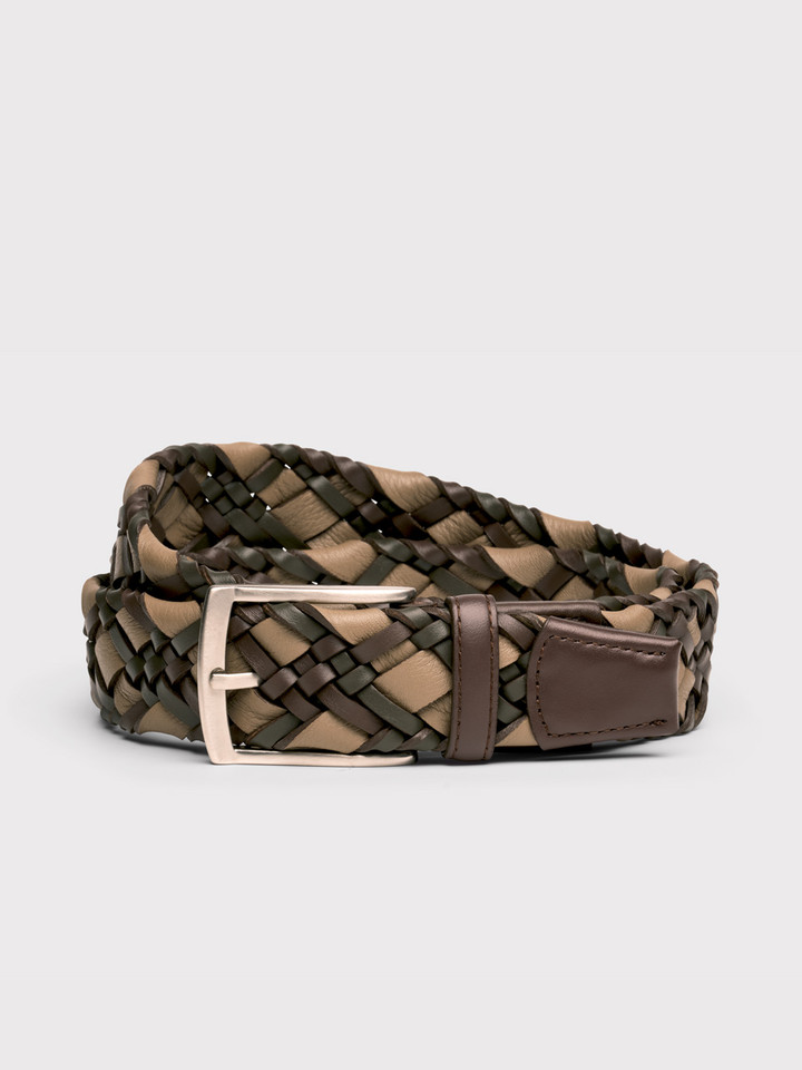 Mens Brown Hand Braided Leather Belt