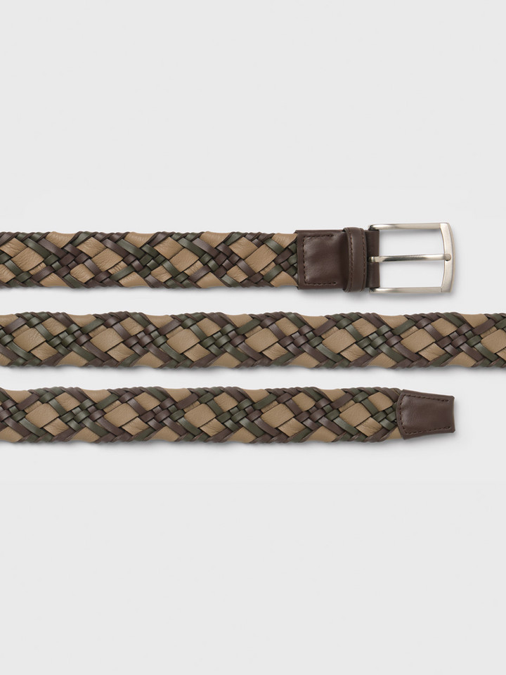 Mens Brown Hand Braided Leather Belt