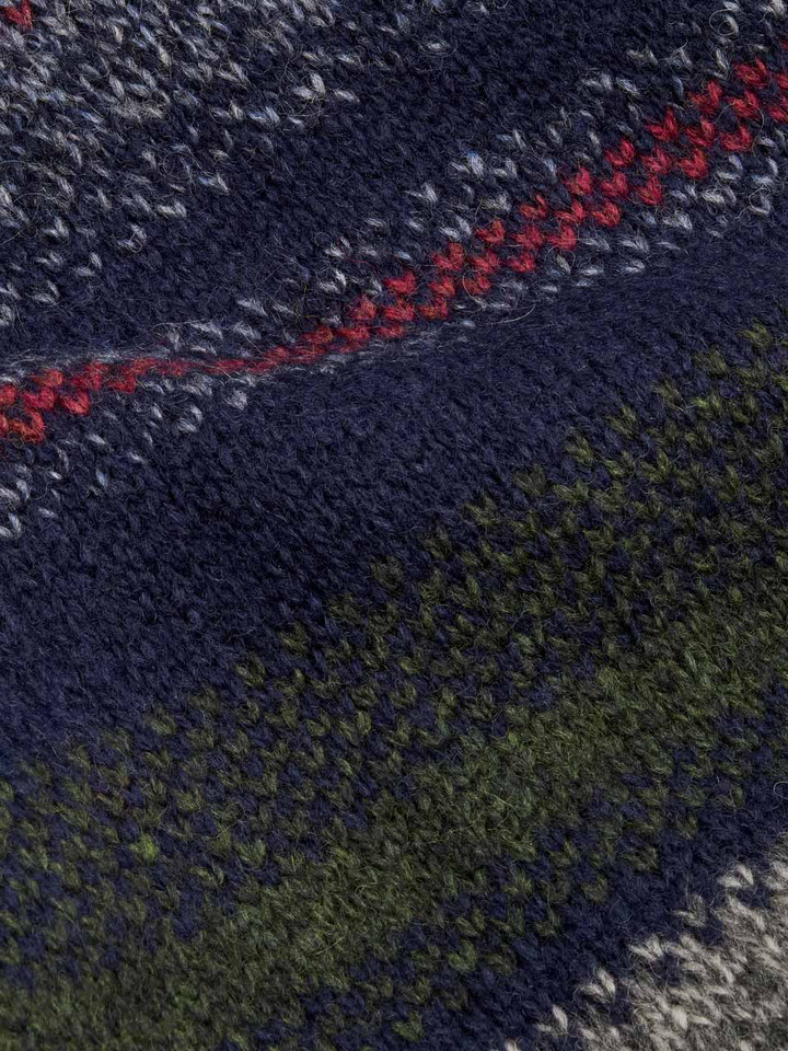Navy Striped Knitted Sweater Fabric