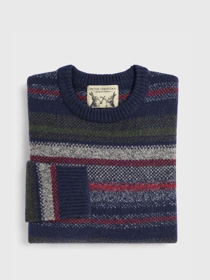 Navy Striped Knitted Sweater Folded
