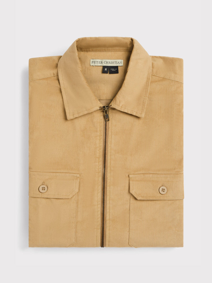 Sand needlecord cotton shacket
