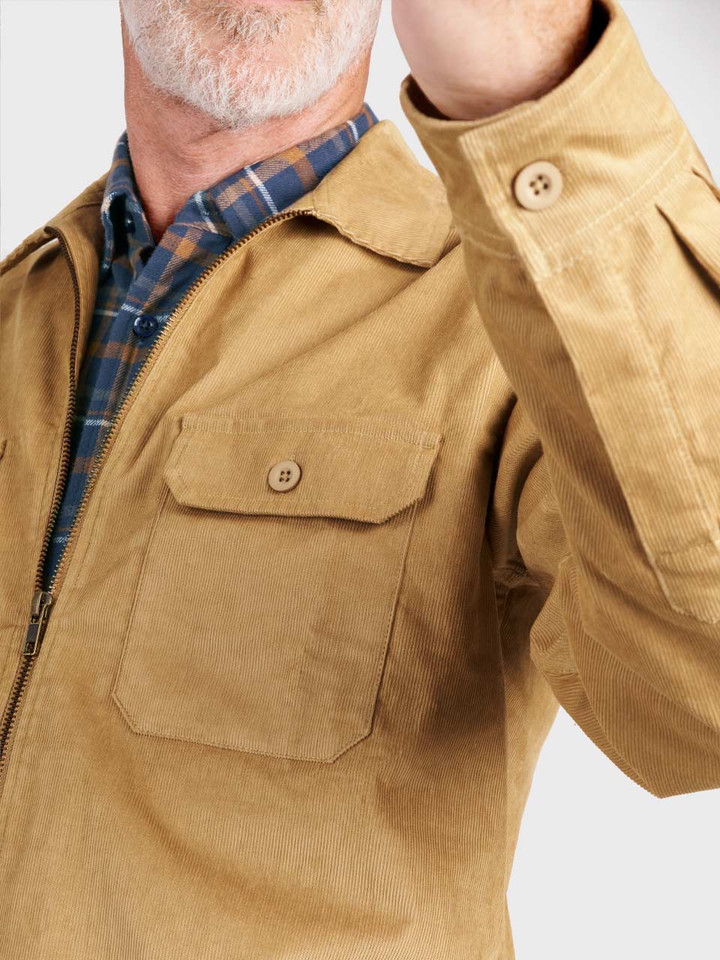 Sand needlecord cotton shacket