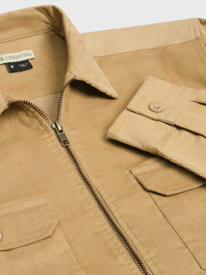 Sand needlecord cotton shacket