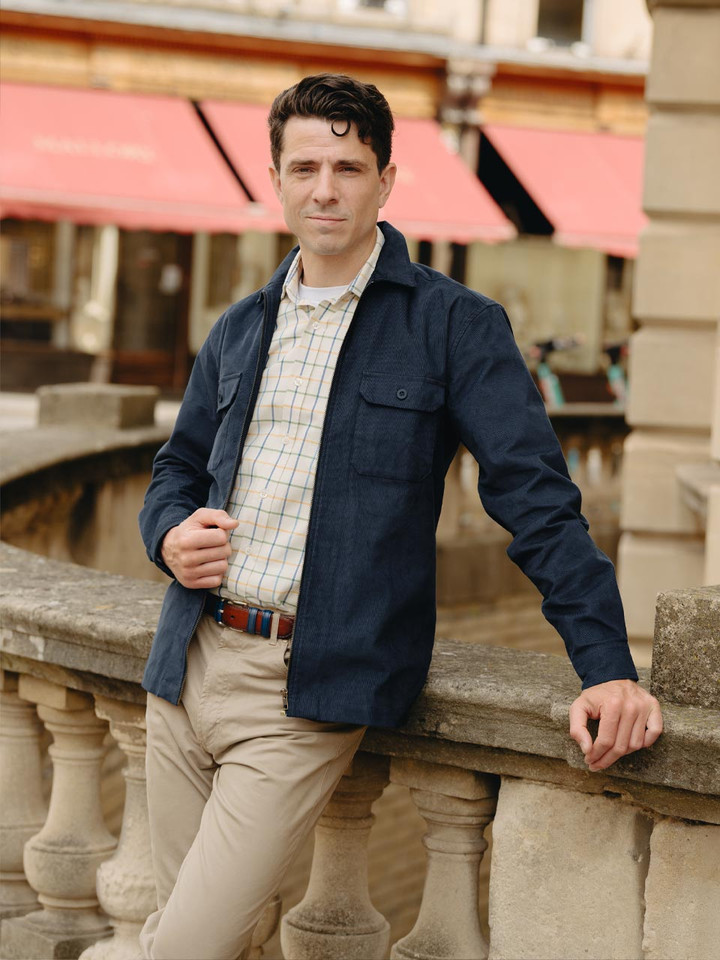 Navy needlecord cotton shacket