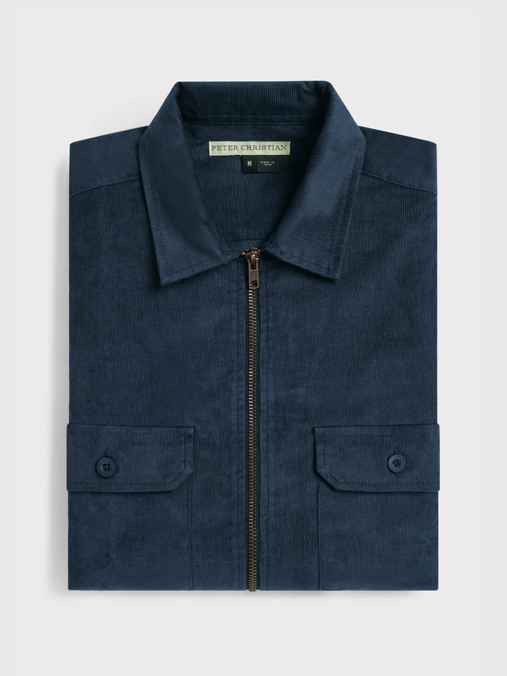Navy needlecord cotton shacket
