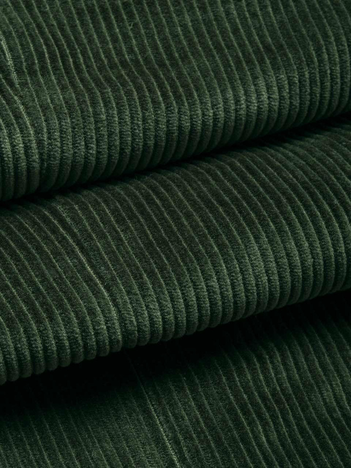Mens Pine Green Tapered Corduroy Pants Fabric Closeup