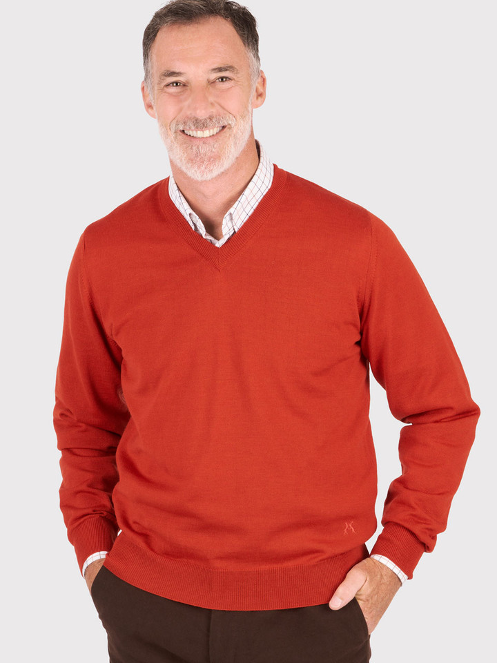 Spice Merino V-Neck Sweater Model