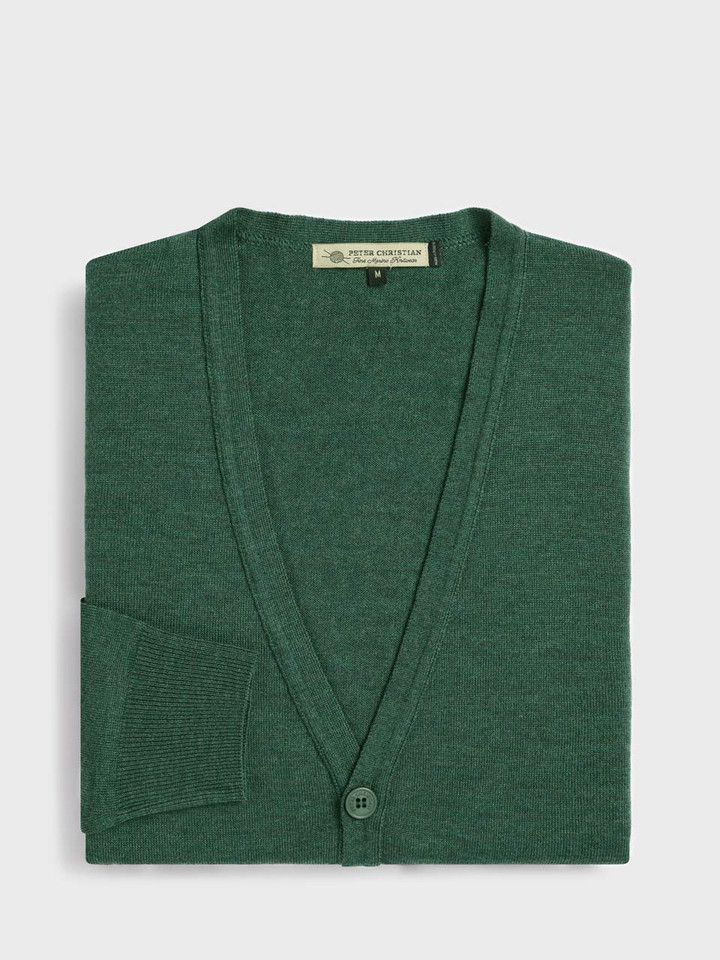 Pine Merino Cardigan Folded