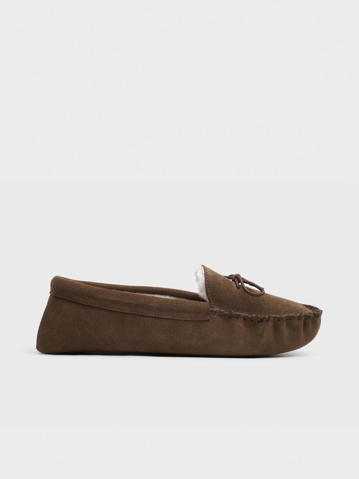 Brown Moccasin Suede Maine Slipper