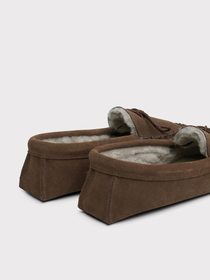 Brown Moccasin Suede Maine Slippers Heels
