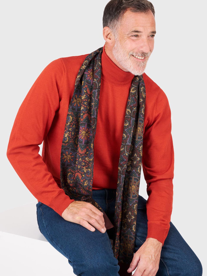 Model wears Spice Turtleneck Merino Sweater