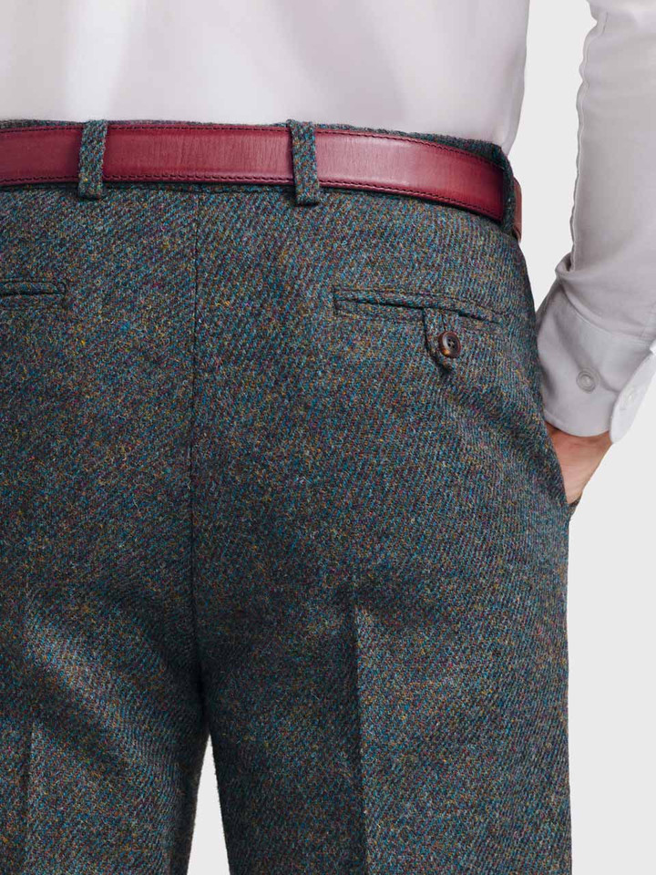 Mens Highland Harris Tweed Pants on Model Back Pocket Detail