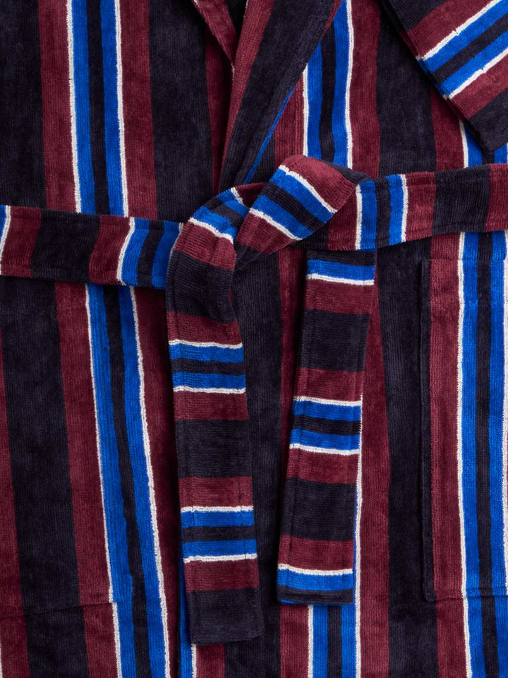 Navy Stripe Towelling Robe Tie