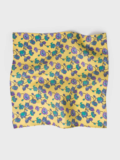 Mens Yellow Floral Silk Pocket Square