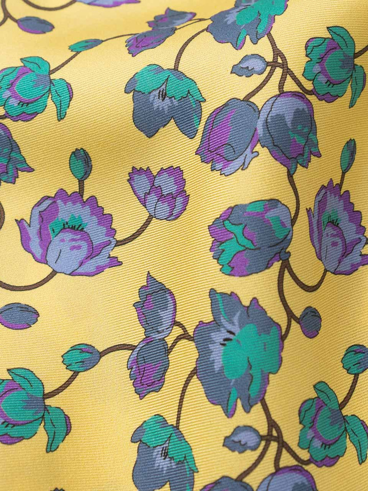 Mens Yellow Floral Silk Cravat Pattern