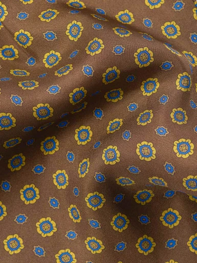 Mens Brown Foulard Pocket Square Closeup