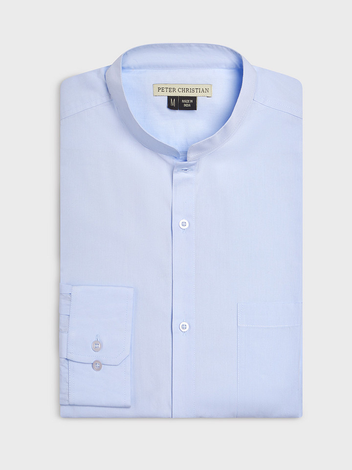 Blue Nehru Collar Shirt
