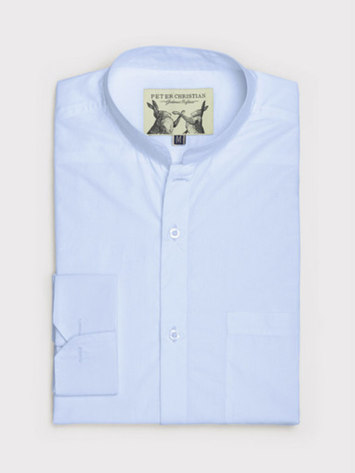 Blue nehru collar shirt
