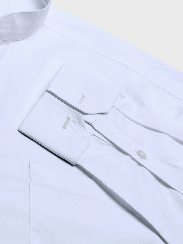 Detail of Double Cuff Blue Nehru Collar Shirt
