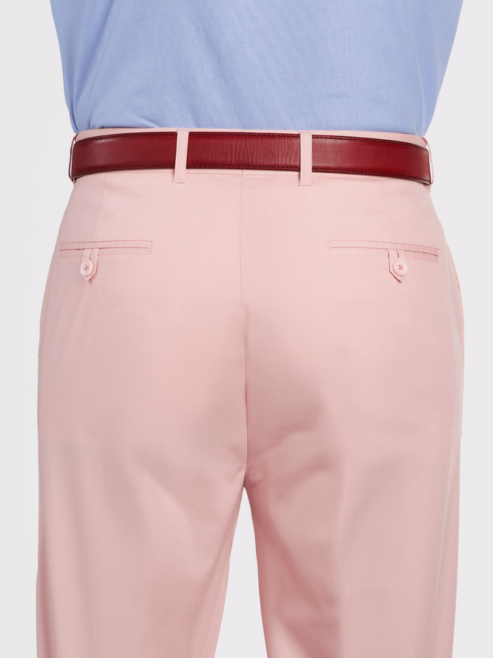 Men's Pink Lightweight Tropical Chinos Model Back