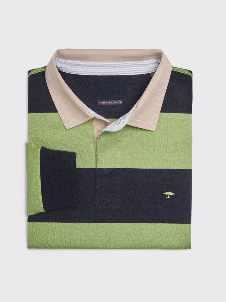 Mens Navy and Mint Green Rugby Shirt Folded