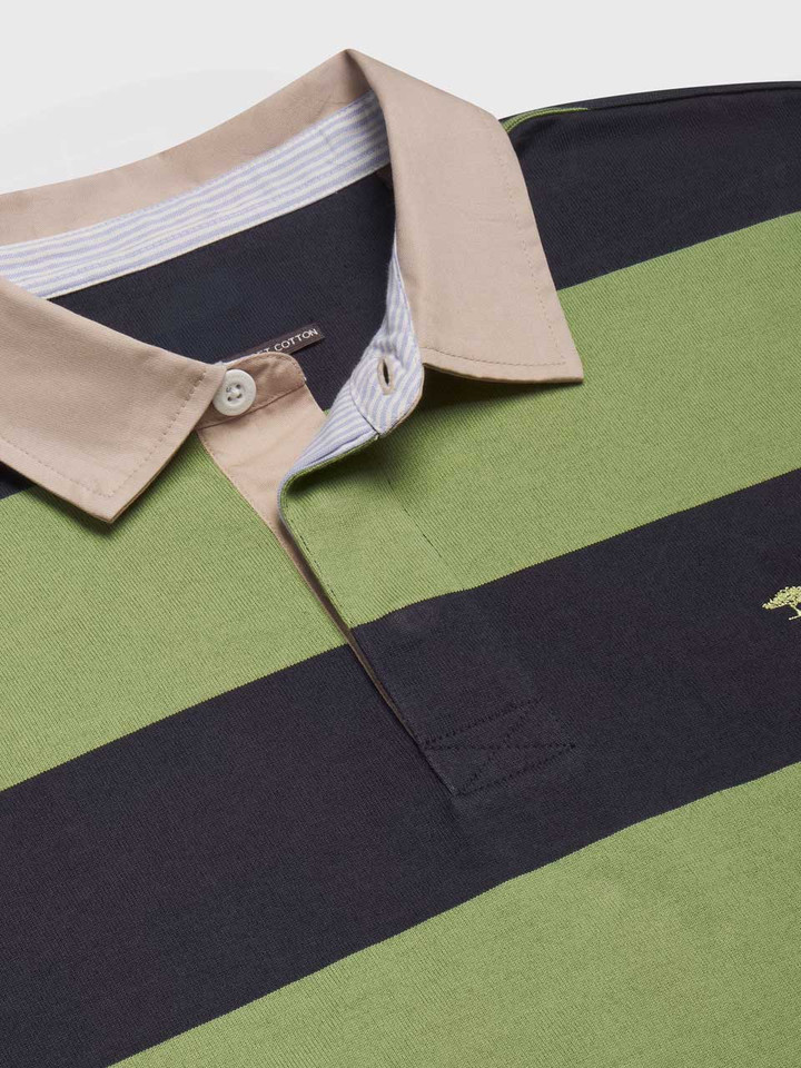 Mens Navy and Mint Green Rugby Shirt Collar Angled