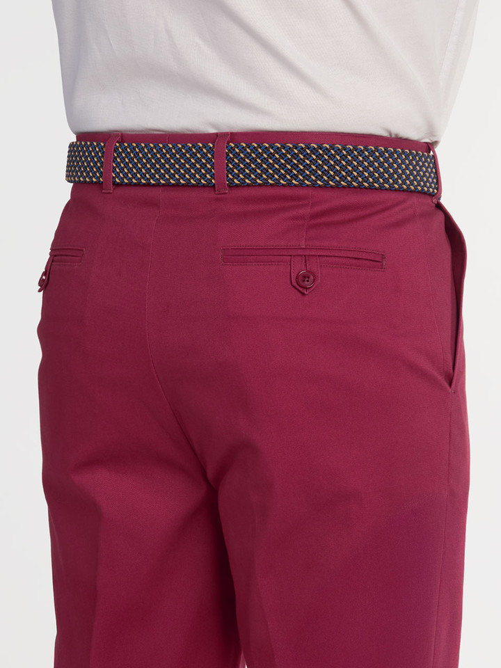 Morello Flat Front Chino on Model Back Pocket Details