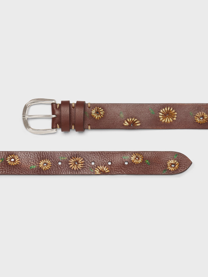 Men's Sunflower Hand Painted Leather Belt