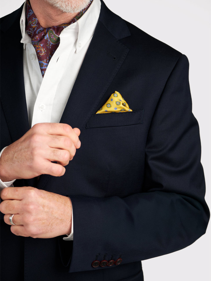 Mens Voyager Navy Lounge Suit Jacket Model Front Detail