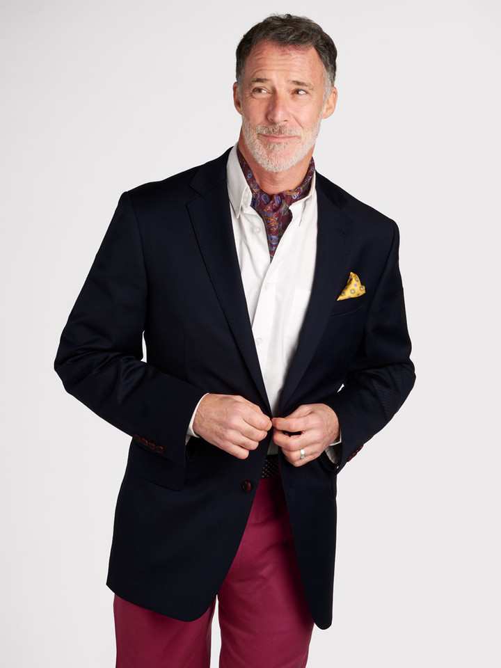 Mens Voyager Navy Lounge Suit Jacket Model Front