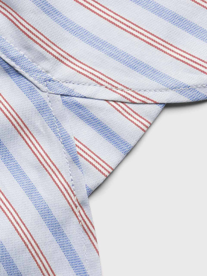 Mens Blue and Gold Egyptian Cotton Short Sleeve Shirt Gusset