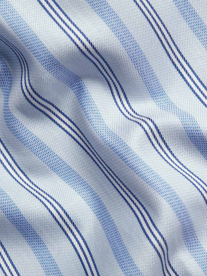 Mens Blue and Navy Egyptian Cotton Short Sleeve Shirt Fabric Closeup