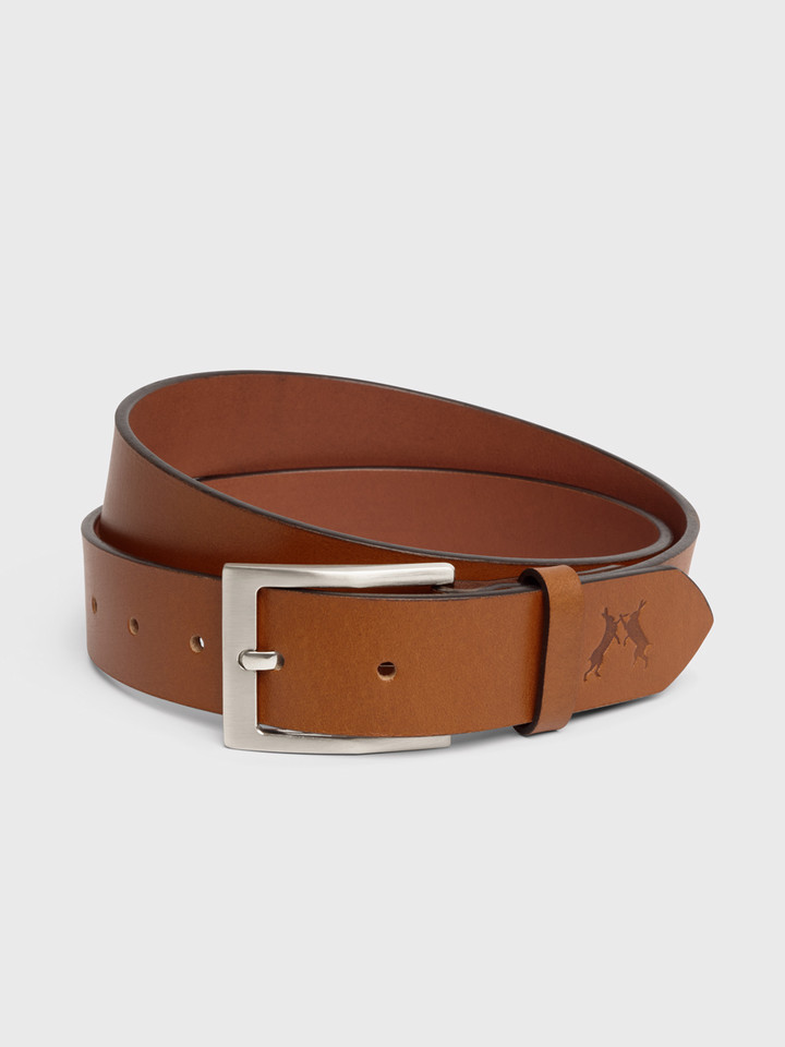 Mens Tan Essential Leather Belt Rolled